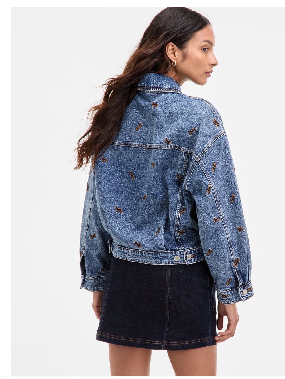 Avec Les Filles Blue Denim Jacket with Horse Embroidery - Picture 4 of 12